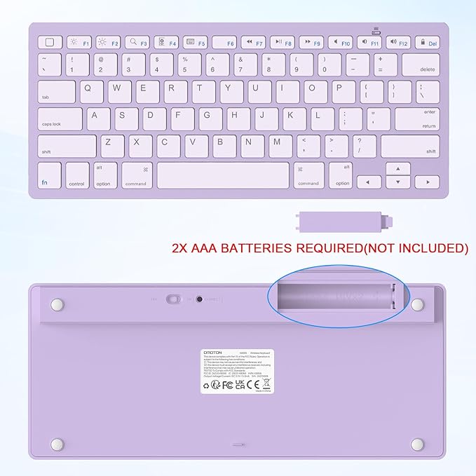 OMOTON Bluetooth Keyboard Compatible with iPad A16 11th 10th Generation, iPad 10.2 (9th/8th/7th), iPad Pro 13/12.9/11 inch, iPad Air/Mini and More iOS Devices, Purple