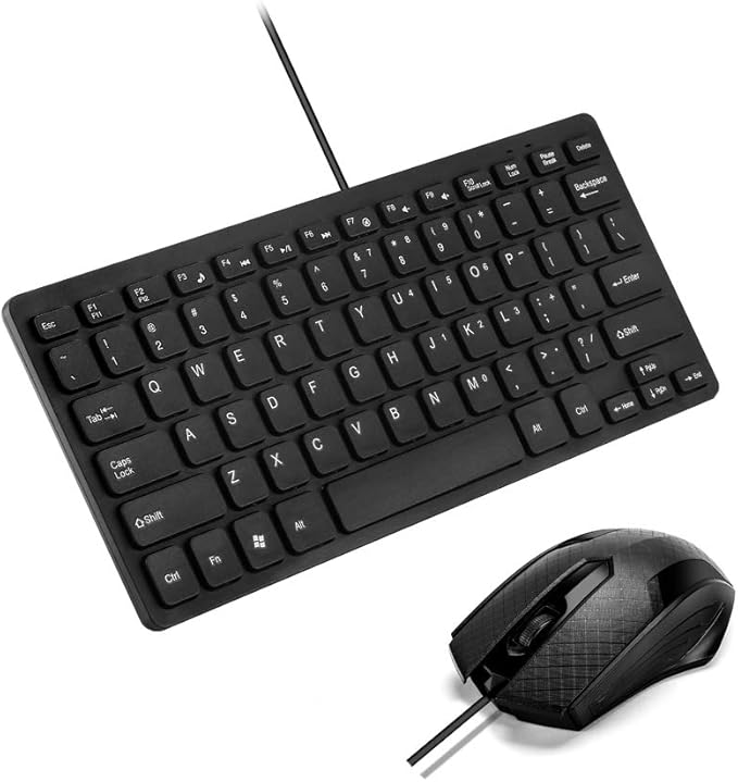 MCSaite Wired Mini Keyboard and Mouse Combo - with Keyboard Cover USB 60% Keyboard for Windows, PC, Laptop