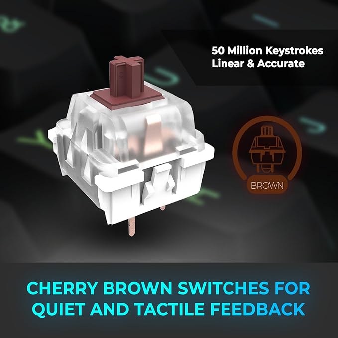 Adesso EasyTouch 150 Ergonomic Wired Mechanical Keyboard with Cherry MX Brown Switches, Integrated Palm Rest, Dedicated Copilot AI Hotkey, Full-Sized Layout with Numeric Pad for Comfortable Typing