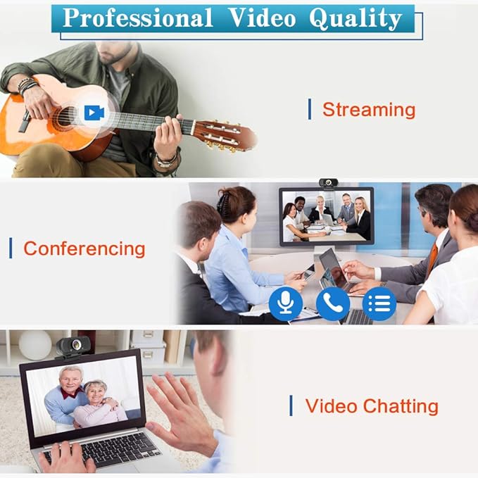 HZQDLN 1080P Webcam with Microphone, HD Webcam Web Camera with Tripod Stand, Widescreen USB Computer Camera, Streaming Mic Web cam for Online Calling/Conferencing,Facetime/YouTube Desktop Laptop PC