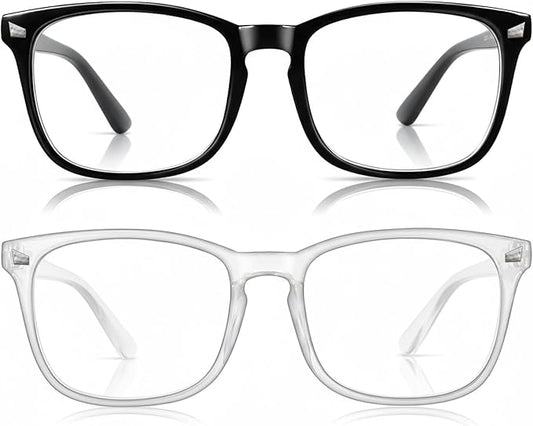 2 Packs Professional Sleep Glasses with 97.6% Blue Light Blocking Dual AR Coatings Clear Lens, Computer Gaming Glasses for Men Women, Anti Fatigue & Eye Strain