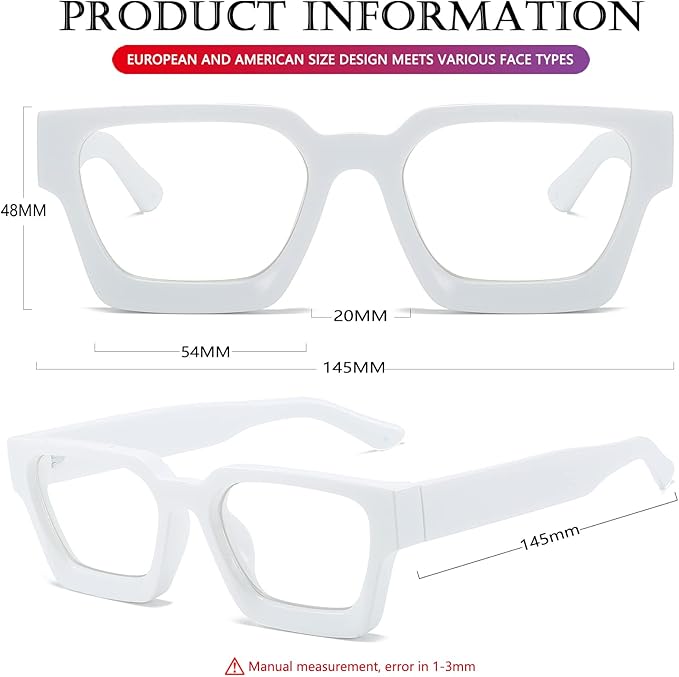 AIEYEZO Square Thick Frame Glasses for Women Men Fashion Blue Light Glasses Trendy Chic Computer Eyeglasses