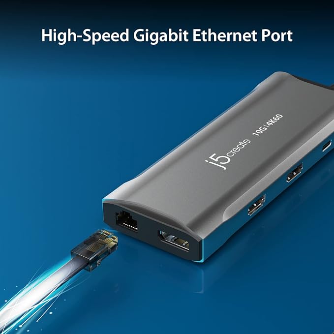 j5create USB C 4K Triple Display Hub - 4K HDMI x2, 4K DP, 2 USB-A and USB-C 10Gbps, PD 100W, Ethernet, SD 4.0 Card Reader | for XPS, Surface Pro (JCD397)