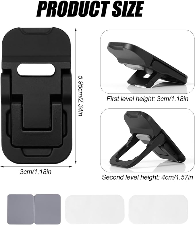 2pcs Flip Computer Keyboard Stand for Desktop, Mini Laptop Cooling Leg Rack Invisible Heightened Dual Tilted Adjustable Keyboard Feet Riser Ergonomic Office Desk Accessories for Notebook (Black)