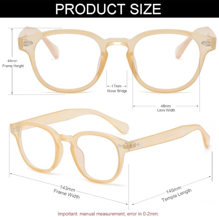 NIDOVIX Retro Round Blue Light Blocking Glasses for Men Women, Vintage Frame Non-prescription Computer Reading Eyeglasses