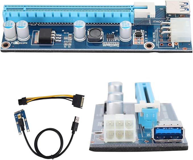Richer-R Mini PCI-E to PCI Express 16x Extender, Riser Adapter with SATA Power Cord for Video Card Mining, USB, Linux, Personal Computer, Laptop
