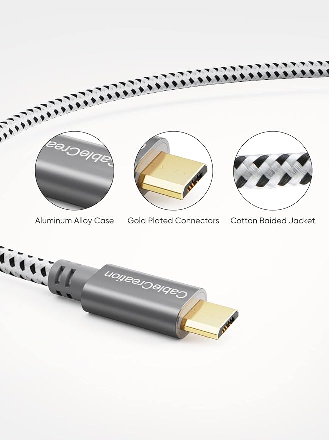 CableCreation USB to Micro USB Adapter, 0.15m, Male to Female, for Micro-B Devices, Flash Drive, Mouse, Keyboard, Game Controller, Aluminum Space Gray