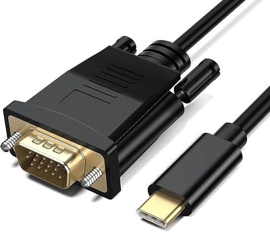 USB C to VGA 6 Feet Cable, USB-C to VGA Adapter for Monitor, Type-C to 15Pin D-Sub Video Cord Thunderbolt3 Compatible with iPhone 15 Pro, MacBook Pro/Air 2023, iPad Pro, XPS 17, Surface Book 3, More