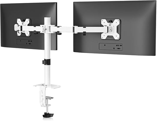 Suptek Dual Monitor Desk Mount, Adjustable Dual Monitor Arm for 2 Monitor Screens up to 38 inch, Extra Tall 15.75" Pole Monitor Stand for Desk, Holds up to 22 lbs,White(MD9442MW)