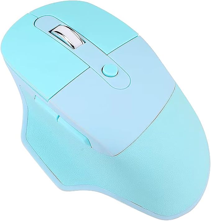 Lomiluskr Ergonomic 2.4G & Bluetooth Dual Mode Wireless Mouse with PU Cover, Soundless Keys, Candy Colors, Compatible with Notebook, PC, Tablet, Smartphone (Blue)