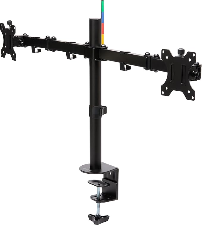 Kensington Dual Monitor Desk Mount, SmartFit Ergonomic Dual Monitor Arm for 2 Monitors Up to 32 inch and 17.6lbs for Office, Home, VESA Mount C-clamp Extended Monitor Stand, Black K55409WW