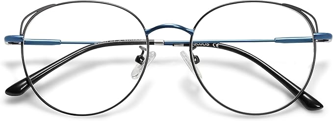 SOJOS Cat Eye Blue Light Blocking Glasses for Woman Hipster Metal Frame Womens Eyeglasses She Young SJ5027