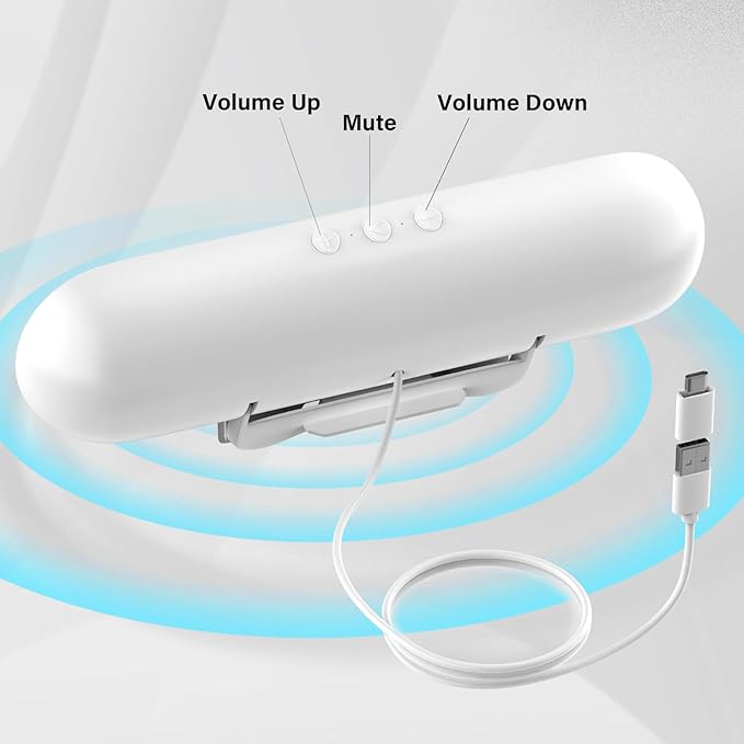 Computer Speakers for Desktop Monitor,Single Speakers for Desktop PC,Laptop Speaker with Loud Sound,Volume Control Easily Clamps to Monitors(USB-C to USB Adapter Included) (White)