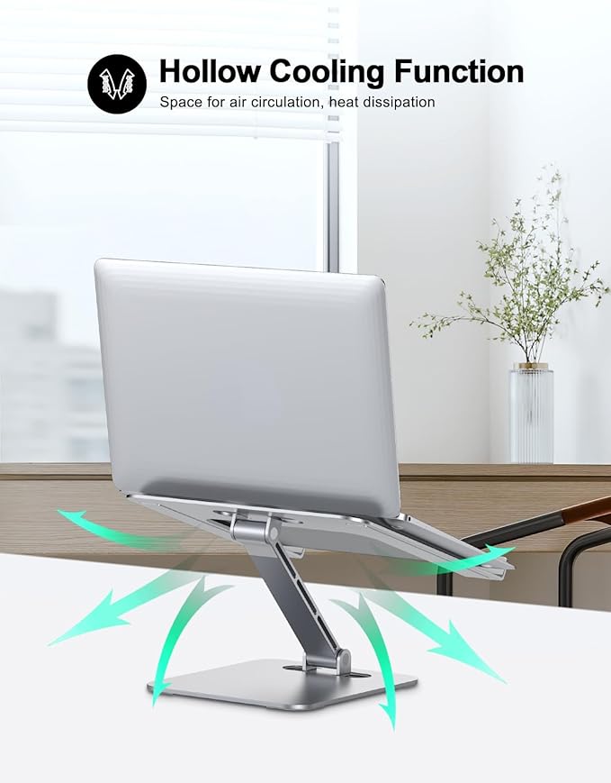 Foldable Laptop Stand, Height Adjustable Ergonomic Computer Stand for Desk, Aluminum Portable Laptop Riser Holder Notebook Mount Compatible with MacBook Pro Air, HP, Dell 10-16"