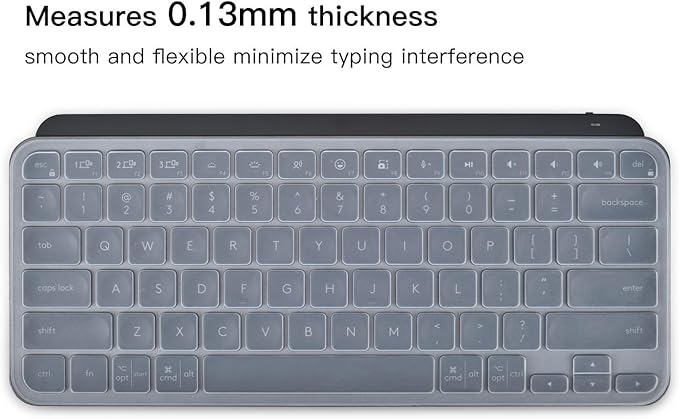 Keyboard Cover for Logitech MX Keys Mini Wireless Illuminated Keyboard, Logitech MX Keys Mini Silicone Keyboard Skin Protector, Clear