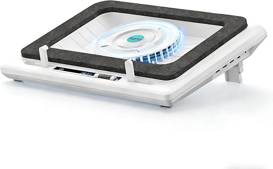 llano Laptop Cooling Pad, Gaming Laptop Cooler with Powerful Turbo Cooling Fan(5.5inch Diameter), Infinitely Variable Speed, Touch Control, Sealed Foam for Fast Cooling Laptop 15.6-21in (White)