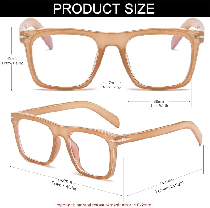 NIDOVIX Trendy Square Blue Light Blocking Glasses for Men Women, Fashion Frame Non-prescription Computer Glasses (Amber)