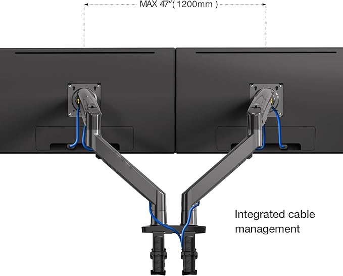 NB North Bayou Dual Monitor Desk Mount Stand Full Motion Swivel Computer Monitor Arm Fits 2 Screens up to 32'' with Load Capacity 6.6~26.4lbs for Each Monitor G75
