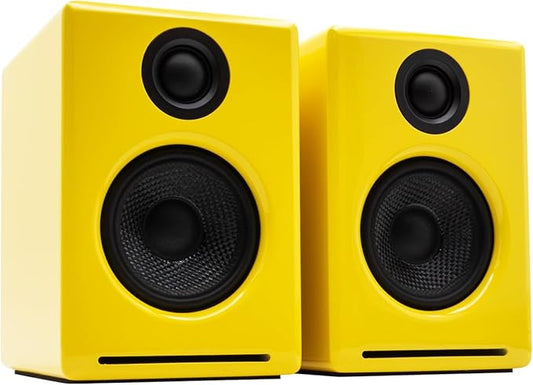 Audioengine A2+ Desktop 24 Bit Limited Edition Wireless Bluetooth Desktop Speakers - 60W Computer Speakers for Music and Gaming Accessories, (Limoncello Yellow)
