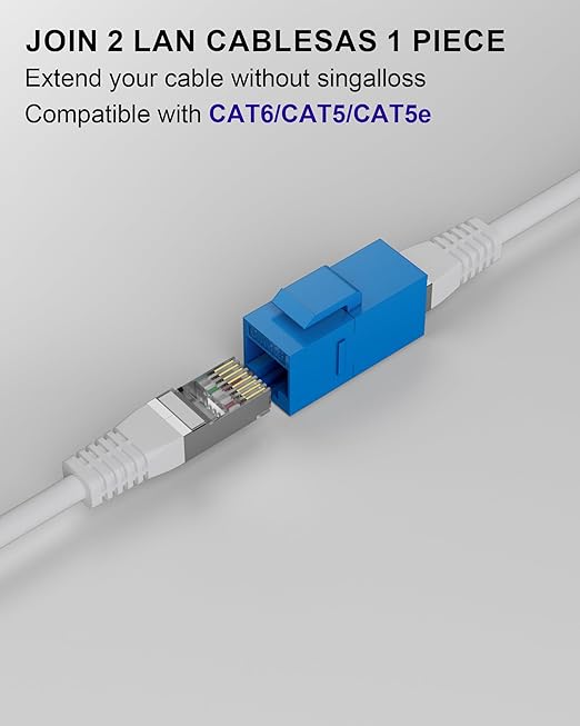 RJ45 Coupler Cat6 Keystone Jack 40-Pack, Female to Female UTP Inline Ethernet Network Coupler for Wall Plates & Patch Panels – Blue
