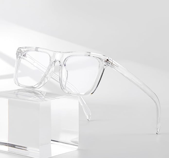 Gleyemor Blue Light Glasses for Men Women Trendy Square Frame Blue Light Blocking Lens Computer Glasses