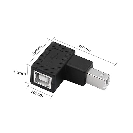 90 Degree USB B Printer Adapter, 2 Pack USB 2.0 Type-B Male to Female Up and Down Angle Printing and Data Extension Adapter for Printer Scanner HDD (UP&Down)