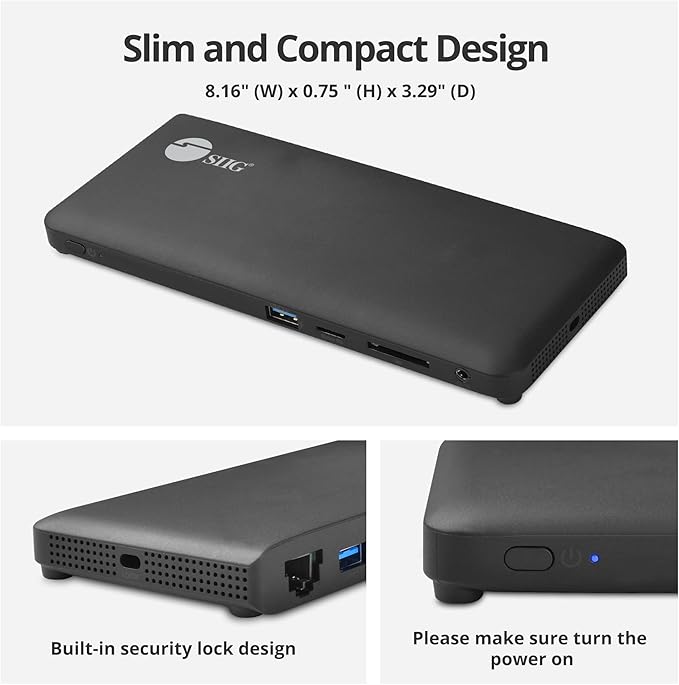 SIIG USB-C MST Triple Monitor Docking Station for Windows Thunderbolt 3 Compatible Single 4K Dual 2K Triple 1080p 65W PD, HDMI/DisplayPort, Gigabit Ethernet, SD/TF, USB 3.0 and Audio (JU-DK0R11-S1)