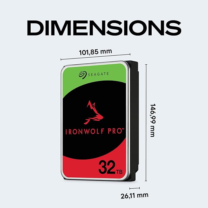 Seagate IronWolf Pro 32TB Enterprise NAS Internal HDD Hard Drive – CMR 3.5 Inch SATA 6Gb/s 7200 RPM 512MB Cache for RAID Network Attached Storage, Rescue Services - (ST32000NT000)