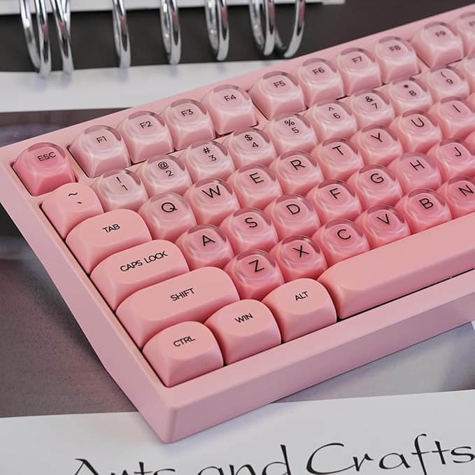 Sumgsn 132 Keys PBT Jelly Keycaps MOA Profile Sakura Pink Foundation Keycaps Comaptible with Wooting Keyboard 61/64/87/104/108 Cherry Mx Switches Mechanical Keyboards