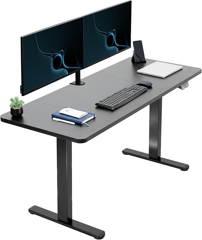VIVO Electric 60 x 24 inch Stand Up Desk, Height Adjustable, Black Top Black Frame, Home and Office Furniture Sets, DESK-KIT-B06B