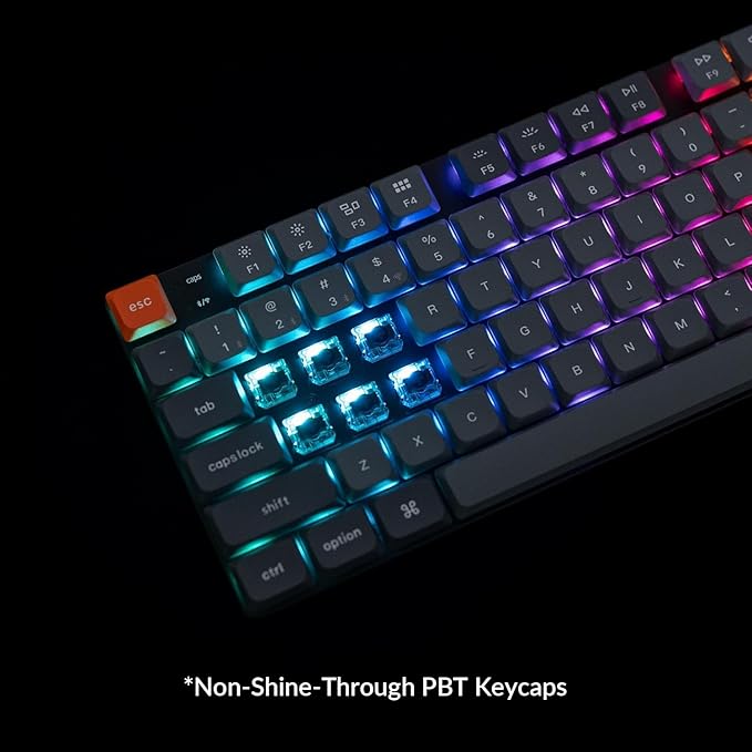 Keychron K1 Max Ultra-Slim QMK/VIA Bluetooth Wireless/USB Wired Custom Mechanical Keyboard, 2.4 GHz Hot Swappable TKL Layout RGB Backlight Ergonomic Keyboard with Low-Profile Gateron Red Switch
