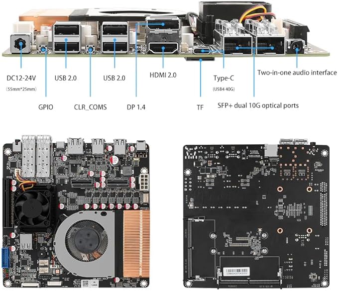 12th Generation i5-12405H 10G Full Flash 4M2 4U2 NAS Board (i5-12450H+SFF-8654 * 2 4*U.2 NVMe)