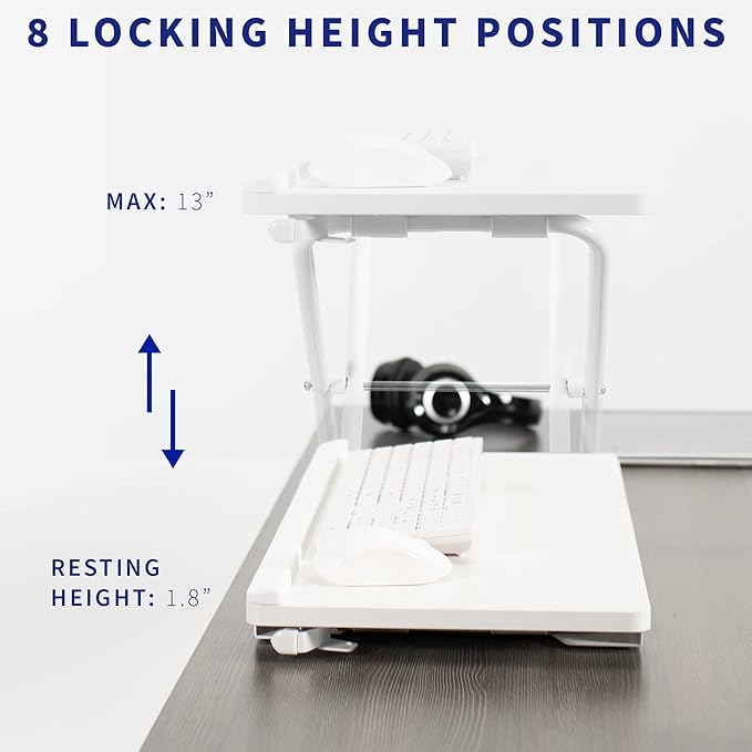VIVO Single Top 27 inch Heavy-Duty Scissors Lift Keyboard and Mouse Riser, Designed for Ergonomic Sit Stand Workstations, White, DESK-V000PW