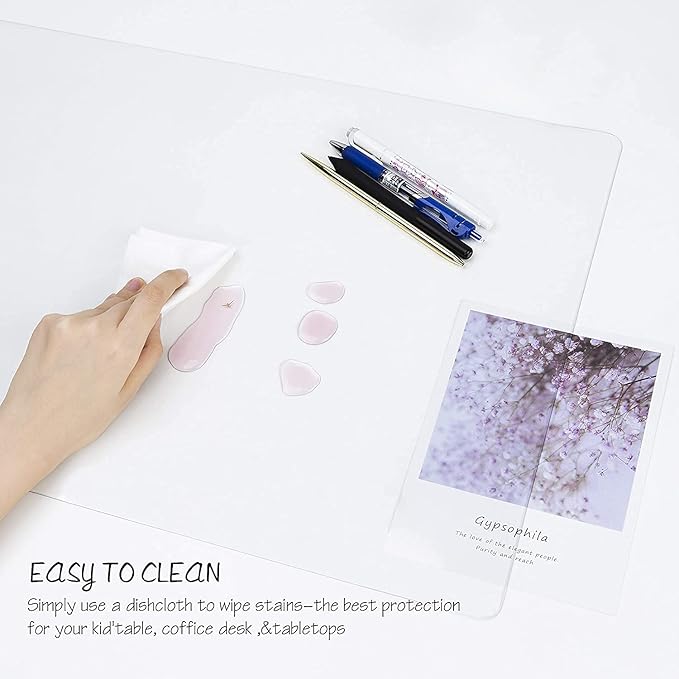 Oterri Clear Writing Desk Pad, 12’’x12” Heat Resistant Waterproof PVC Round Edge Durable Desk Protect Mat, Anti-Static Writing Mat Table Protector
