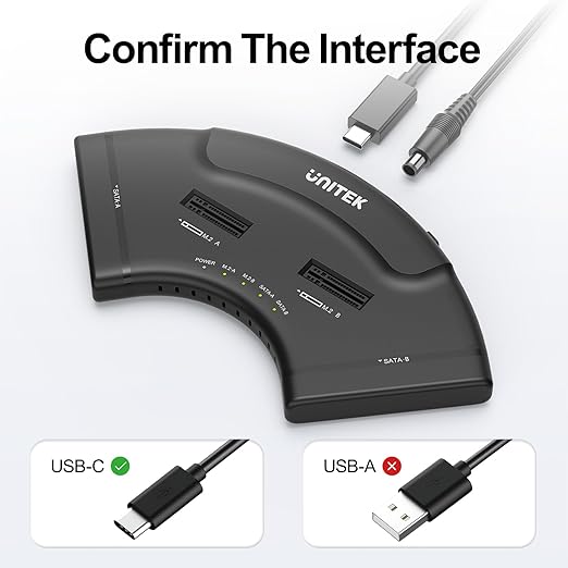 Unitek 4-in-1 Dual M.2 & Dual SATA Hard Drive Enclosure, 4-Bay USB-C Docking Station for 2X NVMe PCIe & 2X 2.5/3.5" SATA SSDs HDDs, 10Gbps USB 3.2 Gen2 Tool-Free UASP Trim for PC Mac Linux Android