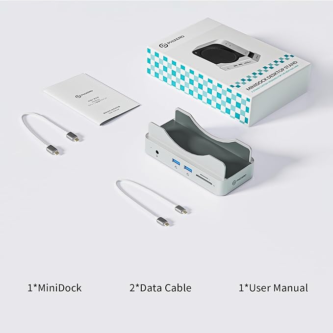 PHIXERO PSE Dock Stand for Mac mini M4 with 1TB NVMe SSD, 6-in-1 Aluminum Hub, 10Gbps USB-A, SD/TF Reader, Stand Docking Station for Mac mini M4/M4 Pro