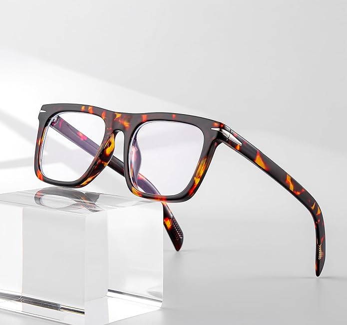 Gleyemor Blue Light Glasses for Men Women Trendy Square Frame Blue Light Blocking Lens Computer Glasses