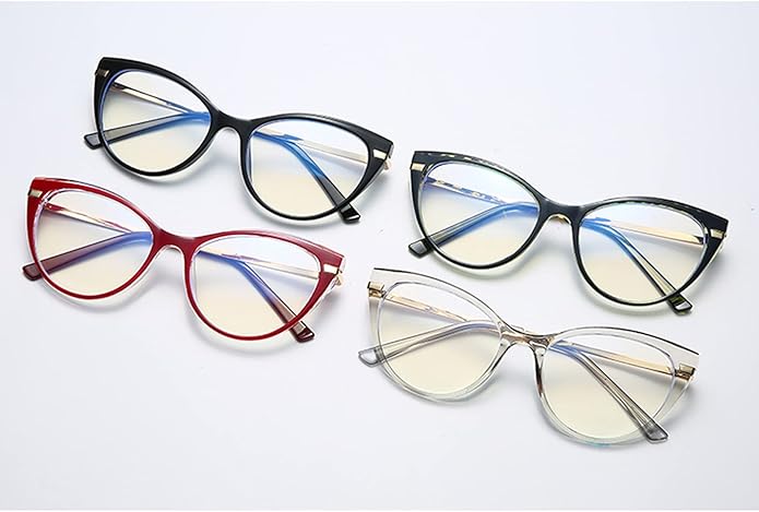 LJCZKA Blue Light Blocking Glasses Women Anti Eye satrain Computer Cat eye Eyeglasses Cateye Clear Frame
