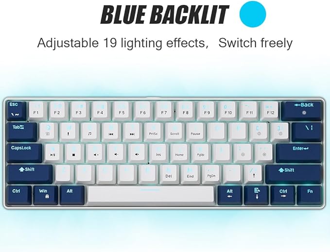 abucow 60% Mechanical Gaming Keyboard Red Switch Wired Compact Keyboard Anti-Ghosting No-Conflict 61 Swappable keycaps Ergonomic Design for Windows/Mac