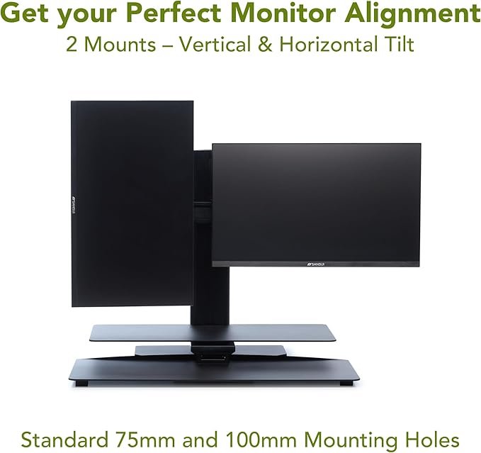 Perfect POSTURE Sit2Stand Standing Desk Converter with Dual Monitor Mount – 18” Height Adjustable Sit-Stand Workstation – Black