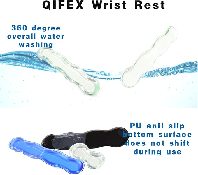 Transparent Light Green Ergonomic Wrist Rest Set - Clear Silicone Gel Keyboard & Mouse Pad with Non-Slip Base, 14.3"+5.75" Dual-Size for Office, Gaming & Study, Washable Pain Relief Design