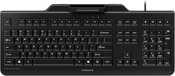 Cherry Secure Board 1.0 - USB Keyboard – Smart Card Reader - Wired - GS Approval - QWERTY Security Keyboard – Black