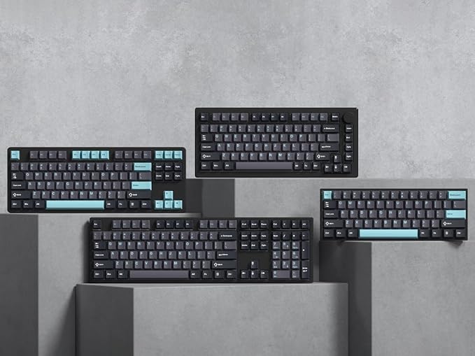 dagaladoo PBT Keycaps,Grey/Dark Blue keycaps 60% 65% 100%, Japanese Style Custom Keycap, Cherry Profile Keyboard Key caps for 60% 65% 75% 100% TKL US Layout Mechanical Keyboard（138keys