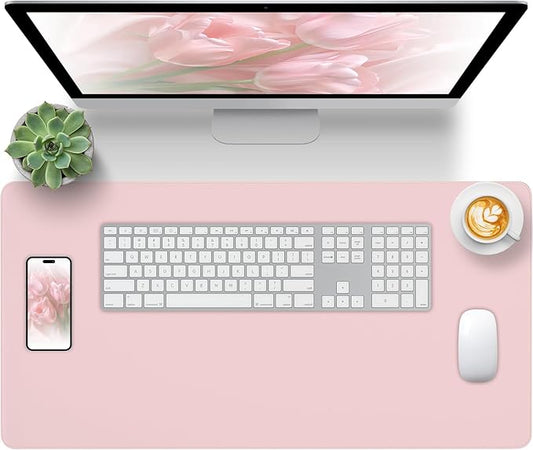 Pink Desk Pad, Desk Matt for Desktop, Large Non-Slip Keyboard and Mouse Pad, Waterproof Computer Desks Protector Mat, Office Decor for Women,35.4" x 17"