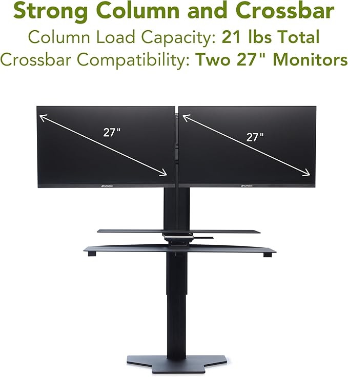 Perfect POSTURE Sit2Stand Standing Desk Converter with Dual Monitor Mount – 18” Height Adjustable Sit-Stand Workstation – Black