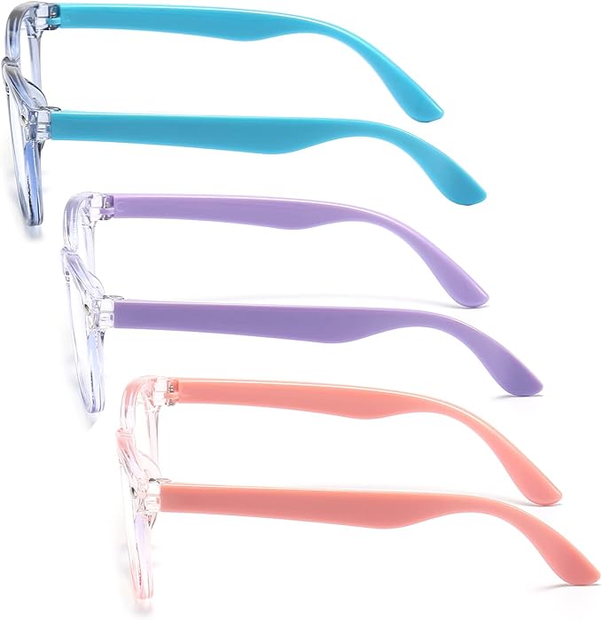 3 Pack kids Blue Light Blocking Glasses for girls boys Computer Blue Light Blocking Glasses For Age 3-9 (Light blue + Light purple + Light pink)