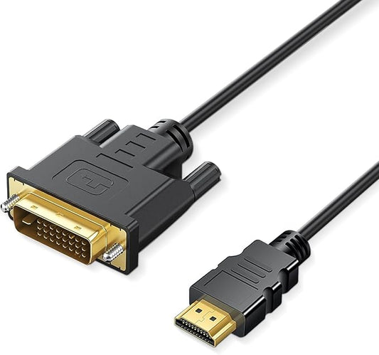 HDMI to DVI Adapter Cable,Bi Directional DVI-D 24+1 Male to HDMI Male Cable,High Speed Adapter Cable Support 1080P Full HDMI Compatible with Raspberry Pi,Roku,X-Box One,PS3/4/5,Graphics Card,2m