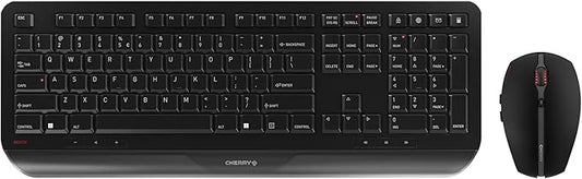 Cherry Gentix Wireless Keyboard and Mouse Set Combo for Desktop - Full Size For Computer Desktop or Laptop at the Office or At Home - Silent, Quiet Keystrokes With an Ergo Build - Black
