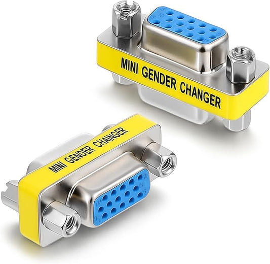 VGA Female to Female Adapter, VGA Coupler HD15 Mini Gender Changer VGA Cable Extender Connector for Monitors Projectors Equipment Cable