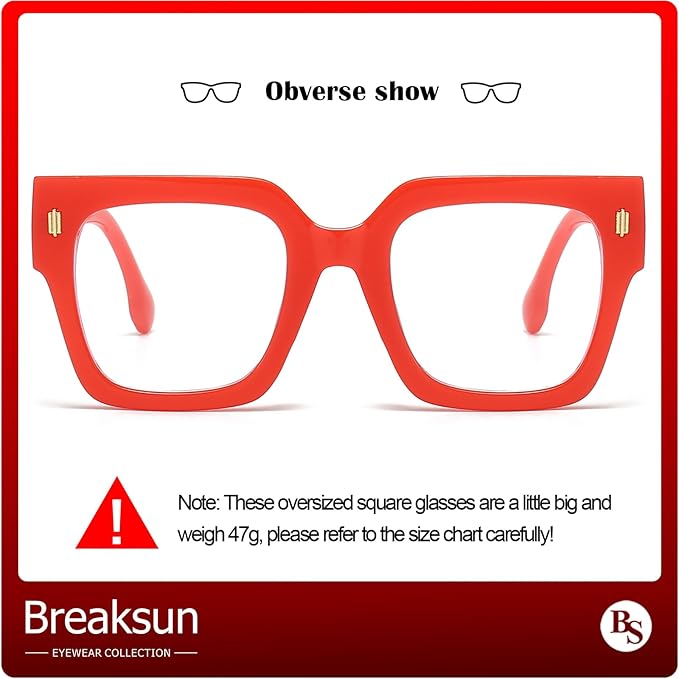 Fashion Oversized Blue Light Blocking Glasses for Women Men Trendy Big Square Frame Computer Eyeglasses